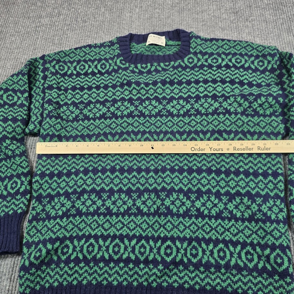 Vintage Lord Jeff Sweater Mens XL Blue Green Fair Isle Shetland Wool Knit USA - Picture 5 of 6
